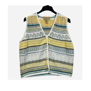 Telluride Clothing Co.Vtg.  Knit‎ Vest Sleeveless Button Up Cottagecore Size XL